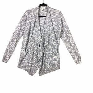 Ady P Womens Size M Space Dye Draped Open Front Cardigan Gray White NWOT